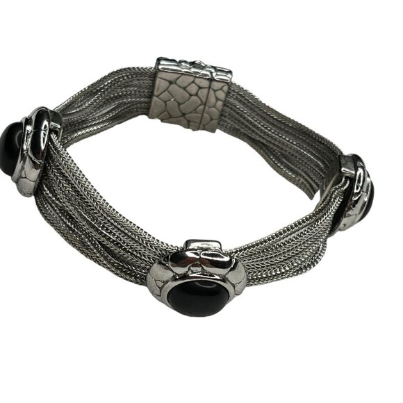 Vintage Silver & Black Stone Bracelet - Picture 5 of 8